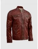 Burgundy Waxed Leather Jacket