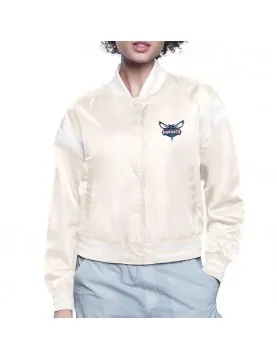 Charlotte Hornets Printed Logo Varsity Satin Jacket