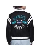 Charlotte Hornets Printed Logo Varsity Satin Jacket Charlotte Hornets Printed Logo Varsity Satin Jacket