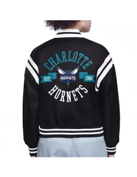 Charlotte Hornets Printed Logo Varsity Satin Jacket