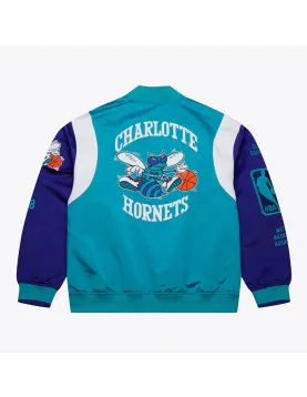 Charlotte Hornets Team Origins Teal Satin Jacket