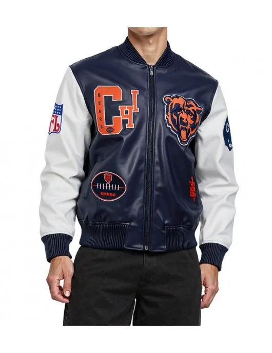 Chicago Bears Best Of Men’s Leather Varsity Jacket