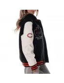 Chicago Bears Black and White Hooded Varsity Jacket