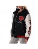 Chicago Bears Black and White Hooded Varsity Jacket