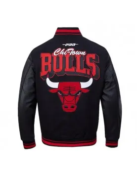 Chicago Bulls Team Badge Classic Rib Varsity Jacket