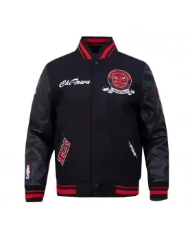 Chicago Bulls Team Badge Classic Rib Varsity Jacket