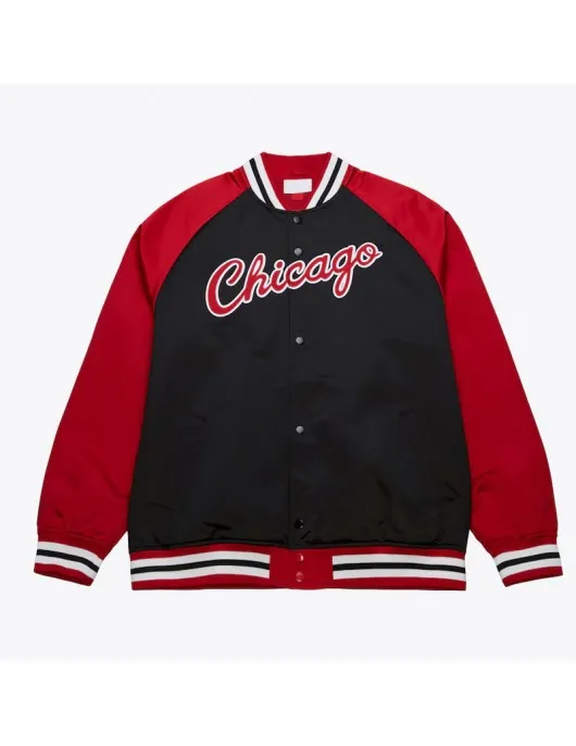 Chicago Bulls Vintage Logo Double Clutch Black Satin Jacket Chicago Bulls Vintage Logo Double Clutch Black Satin Jacket