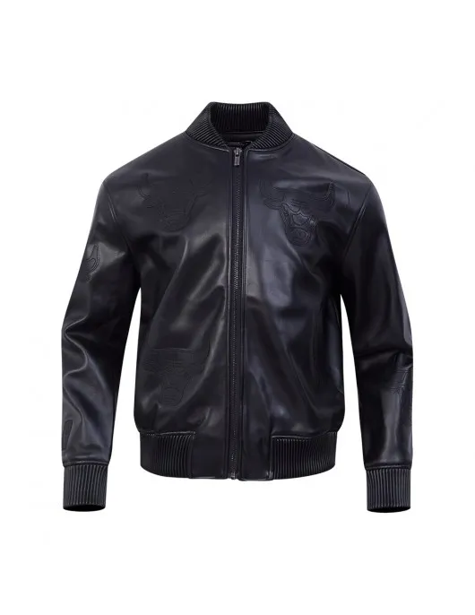 Chicago Bulls Washed Vanguard Men's Leather Varsity Jacket