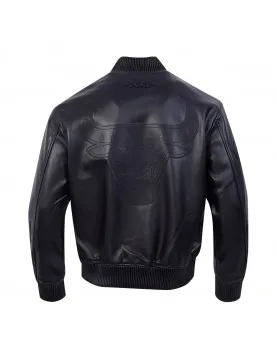 Chicago Bulls Washed Vanguard Men's Leather Varsity Jacket