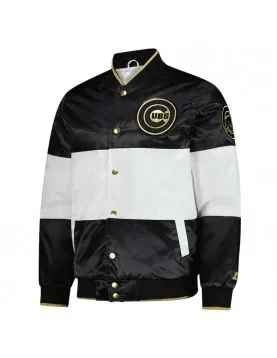Chicago Cubs Black and White Satin Jacket