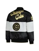 Chicago Cubs Black and White Satin Jacket Chicago Cubs Black and White Satin Jacket