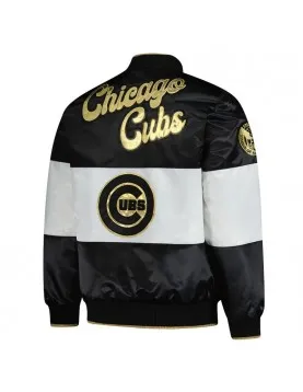 Chicago Cubs Black and White Satin Jacket
