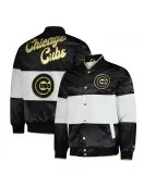 Chicago Cubs Black and White Satin Jacket Chicago Cubs Black and White Satin Jacket