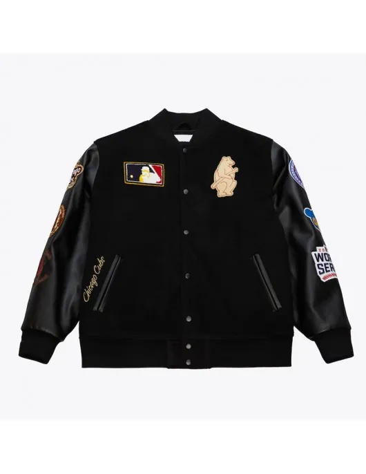 Chicago Cubs Black Out Vintage Logo Varsity Jacket