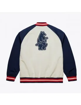 Chicago Cubs Vintage Logo Double Clutch Cream Satin Jacket