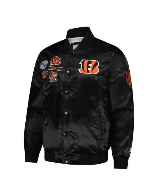 Cincinnati Bengals Exclusive Black Varsity Satin Jacket