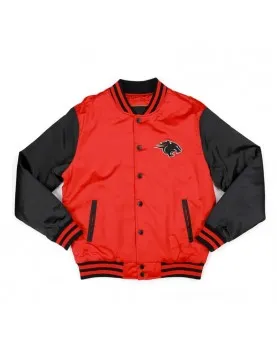 Clark Atlanta Baseball Red and Black Full-Snap Satin Jacket