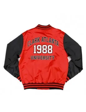 Clark Atlanta Baseball Red and Black Full-Snap Satin Jacket