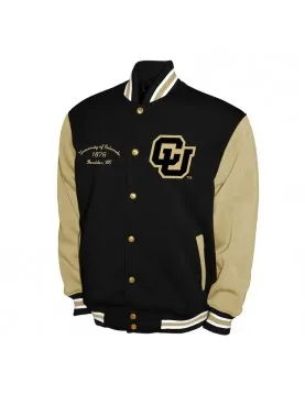 Colorado Buffaloes Fleece Black and Beige Varsity Jacket