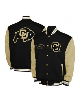 Colorado Buffaloes Fleece Black and Beige Varsity Jacket