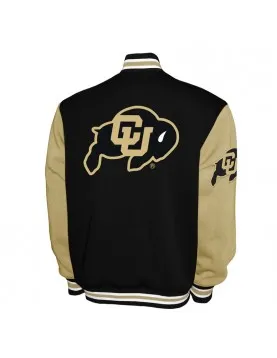 Colorado Buffaloes Fleece Black and Beige Varsity Jacket