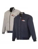 Denver Broncos Navy/Gray Full-Zip Reversible Flight Jacket