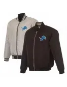 Detroit Lions Black/Gray Full-Zip Reversible Flight Jacket