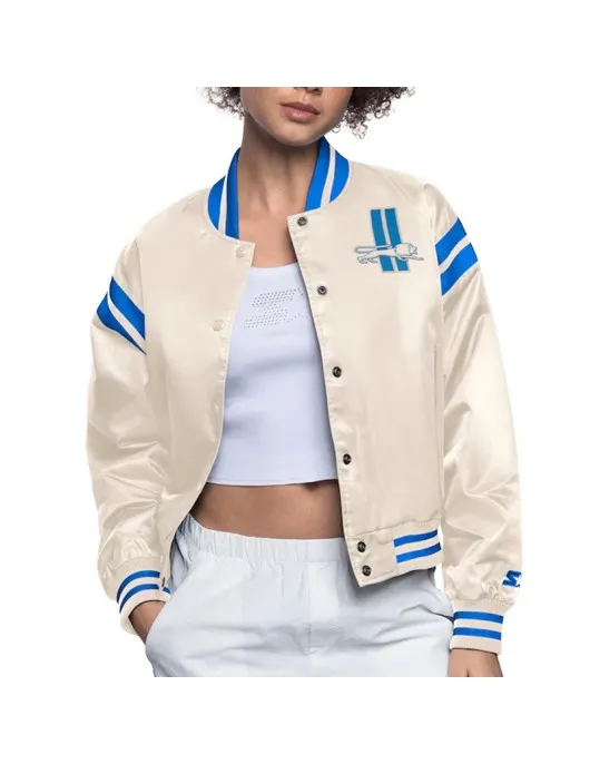 Detroit Lions Cream Full Count Satin Jacket Detroit Lions Cream Full Count Satin Jacket