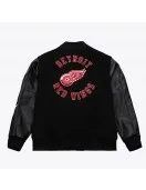 Detroit Red Wings Black Out Team Logo Varsity Jacket