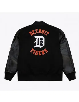 Detroit Tigers Black Out Vintage Logo Varsity Jacket