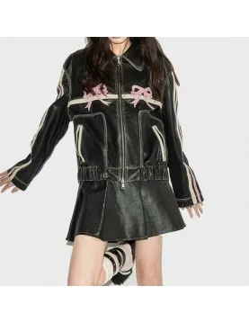 Diddi Moda Bow Real Leather Jacket