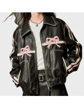 Diddi Moda Bow Real Leather Jacket