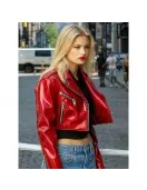 Elle Quist NY City Red Cropped Leather Jacket