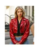 Elle Quist NY City Red Cropped Leather Jacket