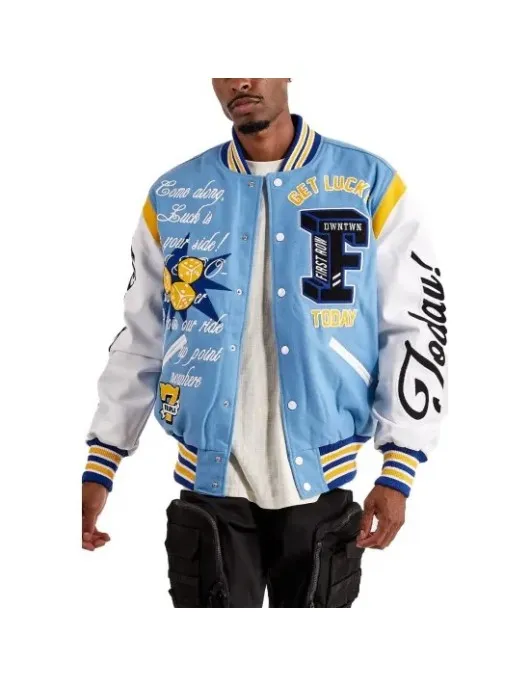 First Row Road Fortune University Blue Varsity Jacket First Row Road Fortune University Blue Varsity Jacket
