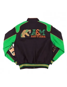 Florida A&amp;M Racing Full-Snap Black Cotton Jacket