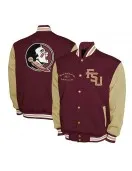Florida State Seminoles Fleece Garnet and Beige Varsity Jacket