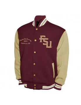 Florida State Seminoles Fleece Garnet and Beige Varsity Jacket