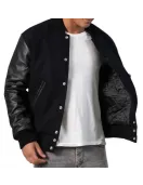 Genuine Leather & Black Wool Varsity Letterman Jacket