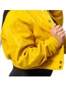 Gina Women’s Yellow Leather Varsity Jacket Gina Women’s Yellow Leather Varsity Jacket