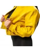 Gina Women’s Yellow Leather Varsity Jacket Gina Women’s Yellow Leather Varsity Jacket