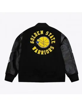 Golden State Warriors Black Out Vintage Logo Varsity Jacket