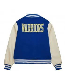 Golden State Warriors Classics Royal and Off White Varsity Jacket