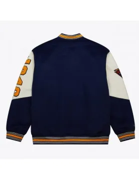 Golden State Warriors Team History Navy Vintage Logo Varsity Jacket