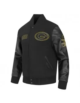 Green Bay Packers Full-Zip Black Varsity Jacket