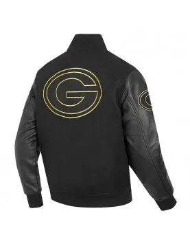 Green Bay Packers Full-Zip Black Varsity Jacket