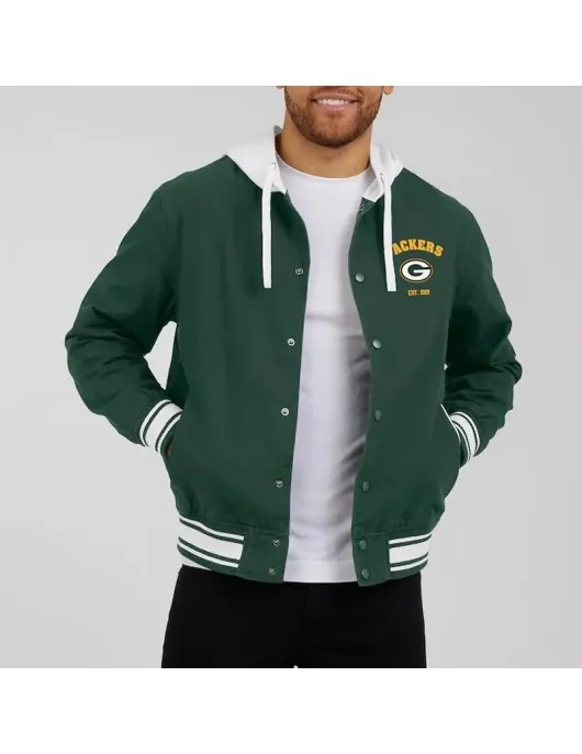 Green Bay Packers Green Hooded Cotton Jacket