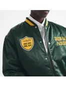 Green Bay Packers Green Varsity Bomber Satin Jacket