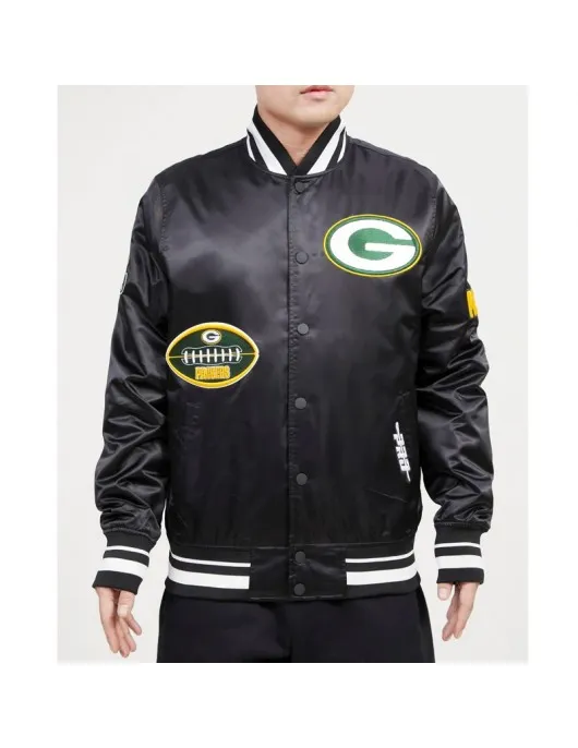Green Bay Packers Old English Classic Rib Satin Jacket Green Bay Packers Old English Classic Rib Satin Jacket