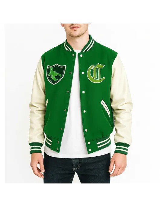 GTA 5 Franklin Adamim Green and White Varsity Jacket